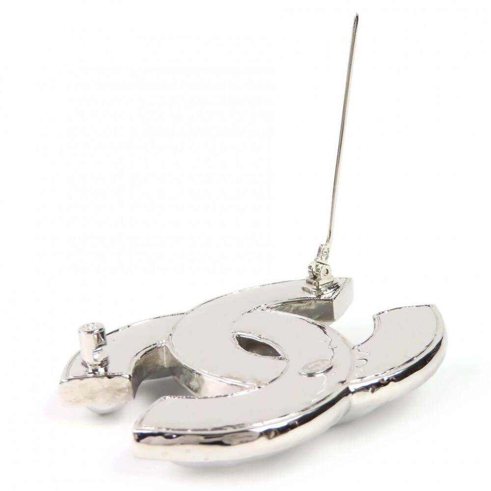 CHANEL Silver Logo Brooch - Picture 5 of 6